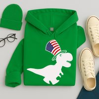 American T-Rex Dinosaur USA Flag Hoodie