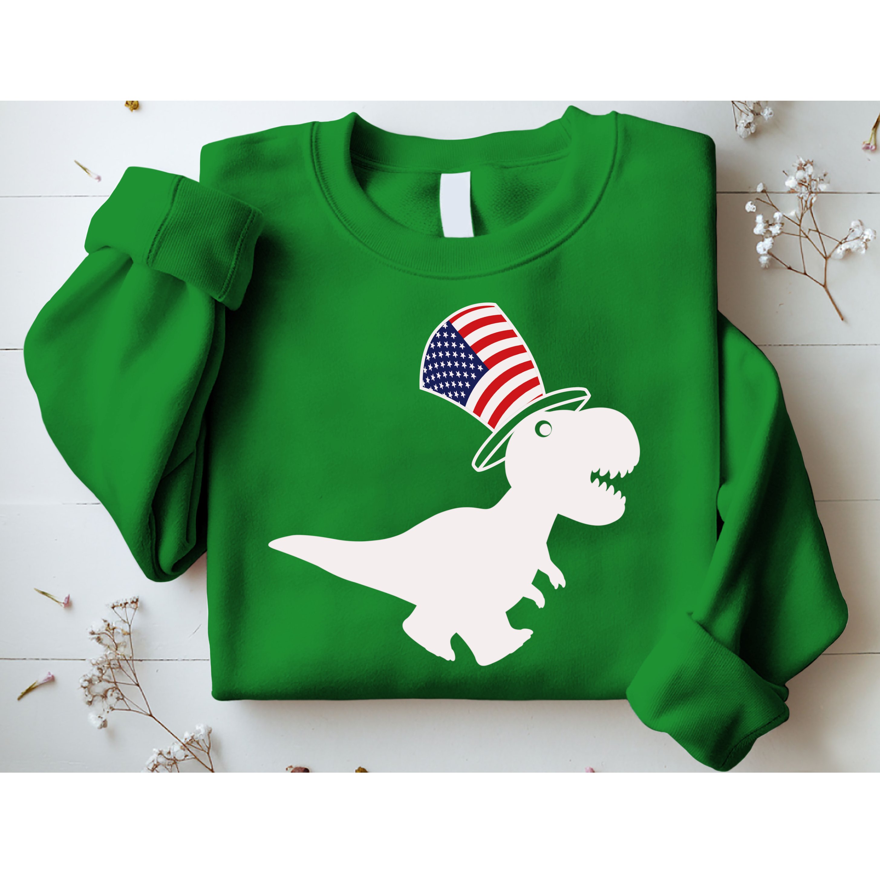 American T-Rex Dinosaur USA Flag Sweatshirt