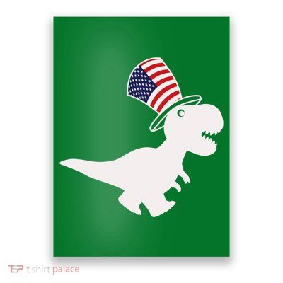American T-Rex Dinosaur USA Flag Poster