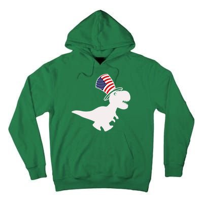 American T-Rex Dinosaur USA Flag Tall Hoodie