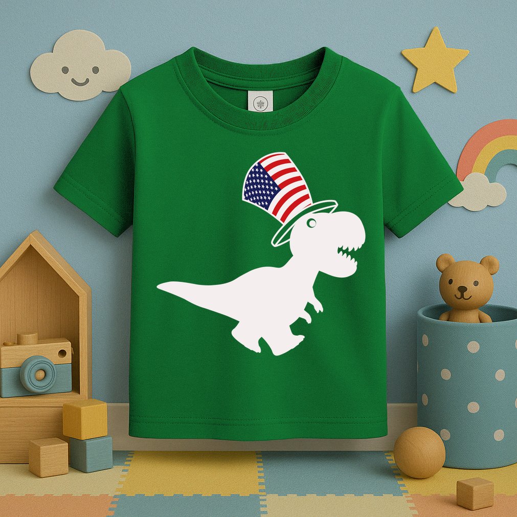 American T-Rex Dinosaur USA Flag Toddler T-Shirt