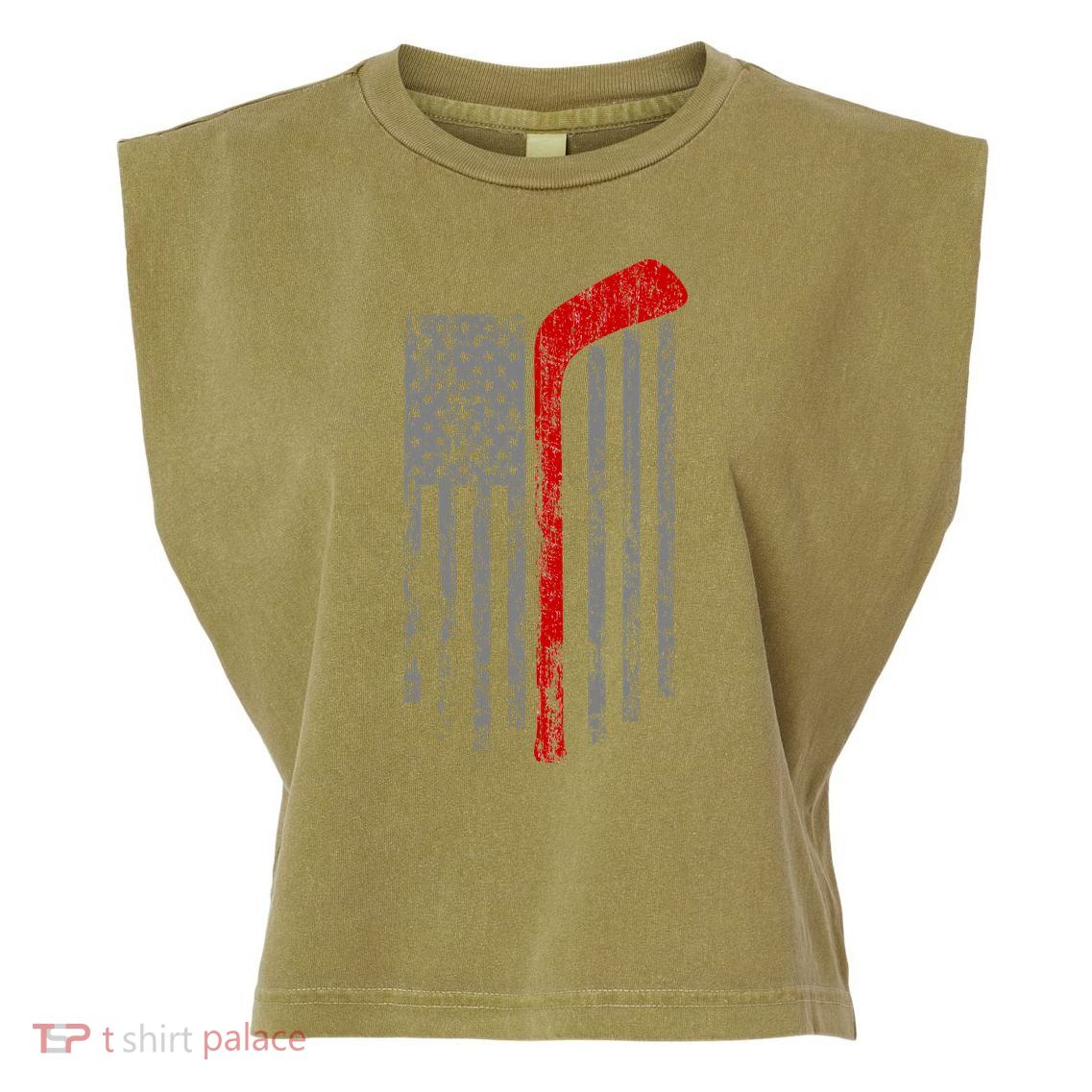 American Team Hockey USA Flag Garment-Dyed Women's Muscle Tee