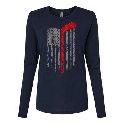 American Team Hockey USA Flag Womens Cotton Relaxed Long Sleeve T-Shirt