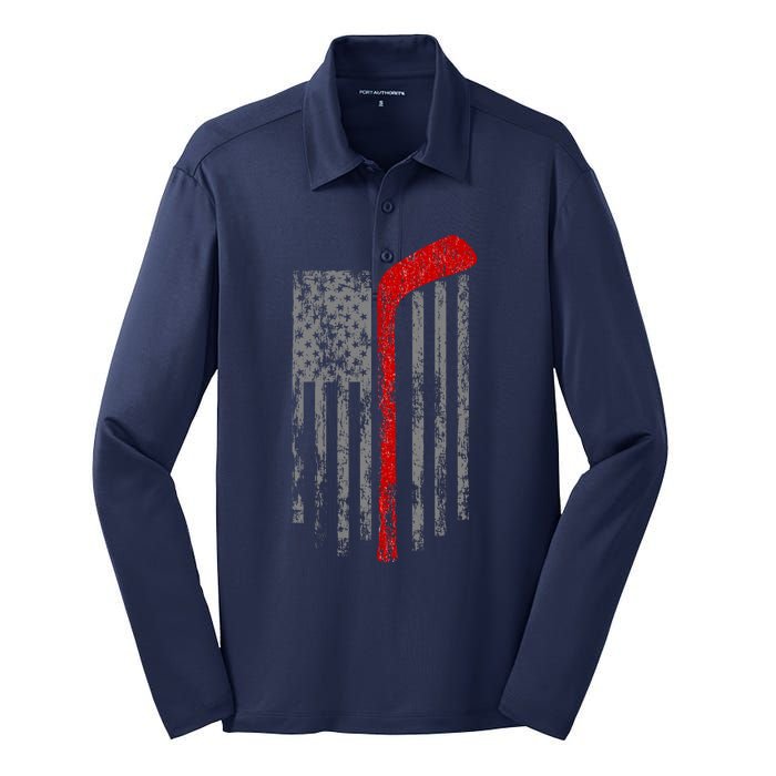 American Team Hockey USA Flag Silk Touch Performance Long Sleeve Polo