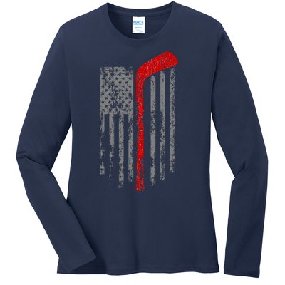 American Team Hockey USA Flag Ladies Long Sleeve Shirt