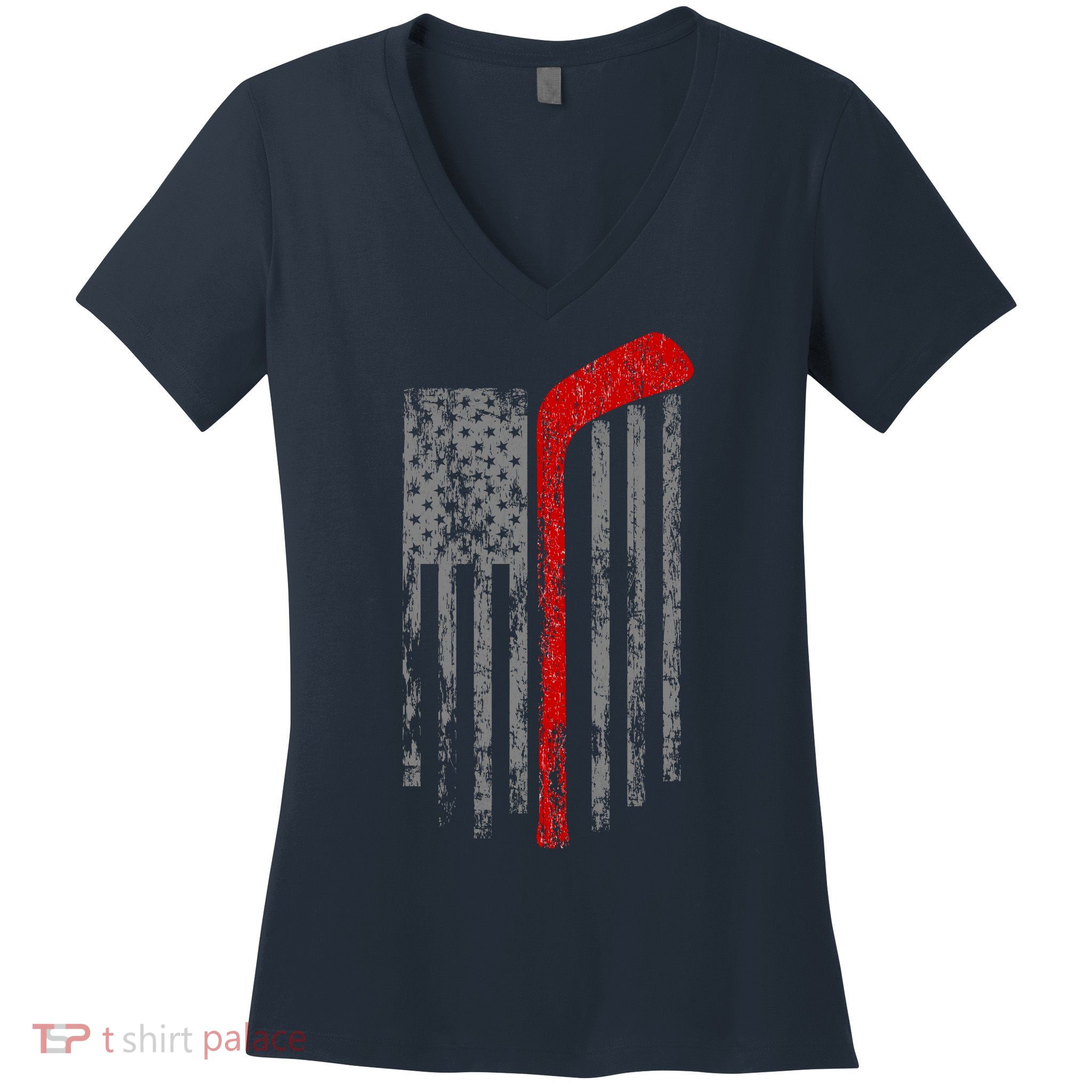 American Team Hockey USA Flag Women's V-Neck T-Shirt
