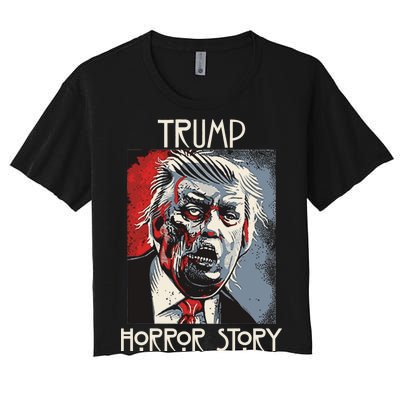 American Trump Horror Hor-ror Story 2016 Zombie Election Women's Crop Top Tee