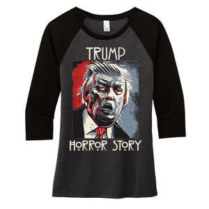 American Trump Horror Hor-ror Story 2016 Zombie Election Women's Tri-Blend 3/4-Sleeve Raglan Shirt