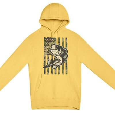 American US Camouflage Flag Bass Fishing Premium Pullover Hoodie