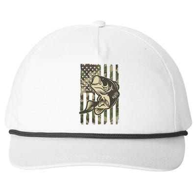 American US Camouflage Flag Bass Fishing Snapback Five-Panel Rope Hat