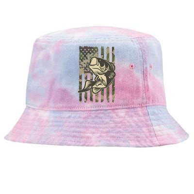 American US Camouflage Flag Bass Fishing Tie-Dyed Bucket Hat