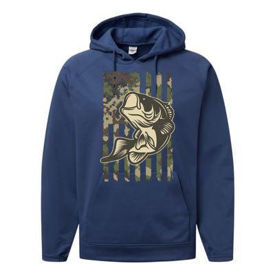 American US Camouflage Flag Bass Fishing Performance Fleece Hoodie