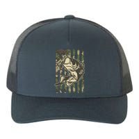 American US Camouflage Flag Bass Fishing Yupoong Adult 5-Panel Trucker Hat