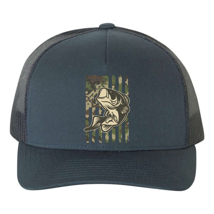 American US Camouflage Flag Bass Fishing Yupoong Adult 5-Panel Trucker Hat