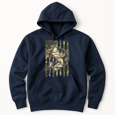 American US Camouflage Flag Bass Fishing Hoodie