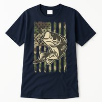 American US Camouflage Flag Bass Fishing Tall T-Shirt