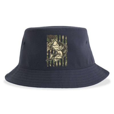 American US Camouflage Flag Bass Fishing Sustainable Bucket Hat