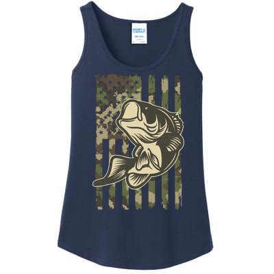 American US Camouflage Flag Bass Fishing Ladies Essential Tank