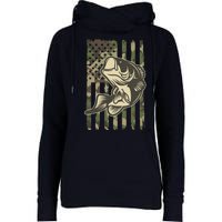 American US Camouflage Flag Bass Fishing Womens Funnel Neck Pullover Hood