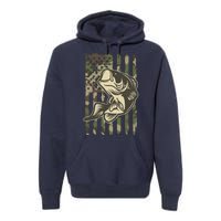 American US Camouflage Flag Bass Fishing Premium Hoodie