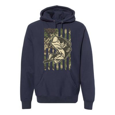 American US Camouflage Flag Bass Fishing Premium Hoodie