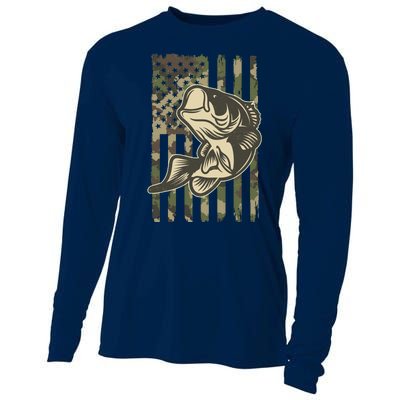 American US Camouflage Flag Bass Fishing Cooling Performance Long Sleeve Crew