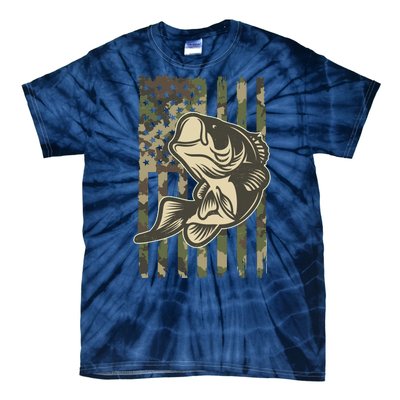 American US Camouflage Flag Bass Fishing Tie-Dye T-Shirt