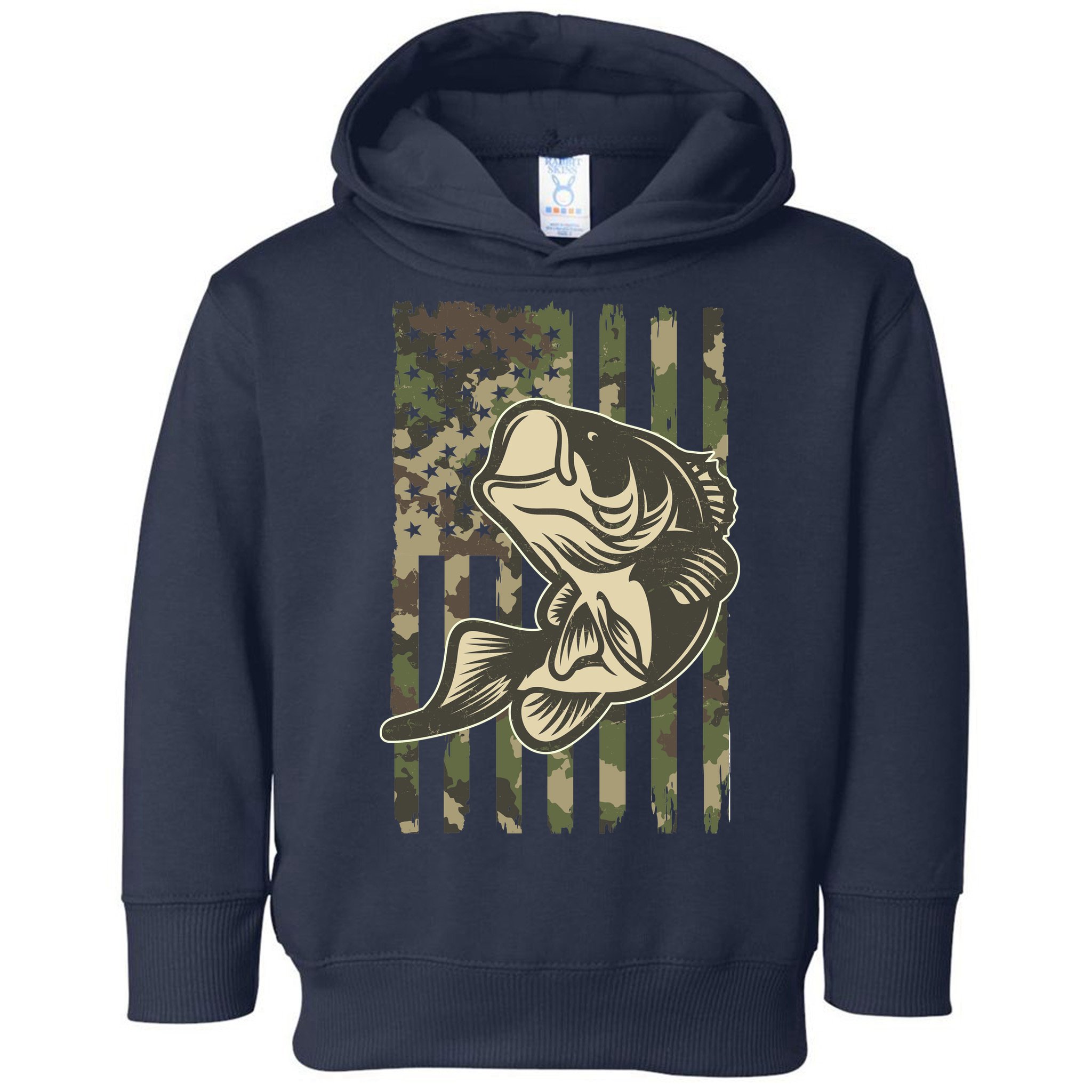 American US Camouflage Flag Bass Fishing Toddler Hoodie