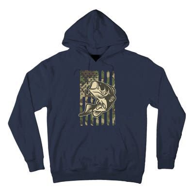 American US Camouflage Flag Bass Fishing Tall Hoodie