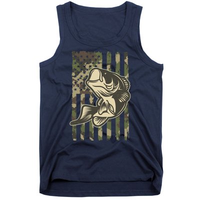 American US Camouflage Flag Bass Fishing Tank Top