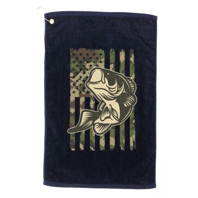 American US Camouflage Flag Bass Fishing Platinum Collection Golf Towel