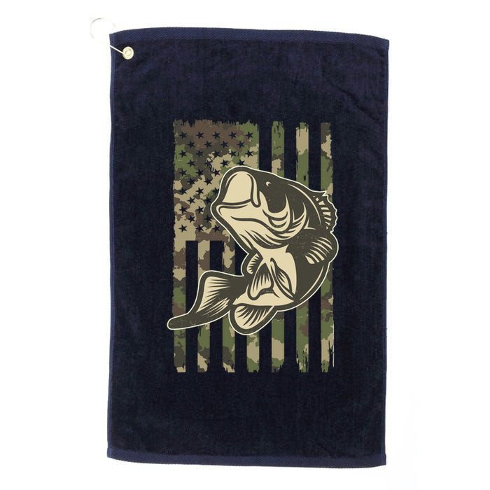 American US Camouflage Flag Bass Fishing Platinum Collection Golf Towel