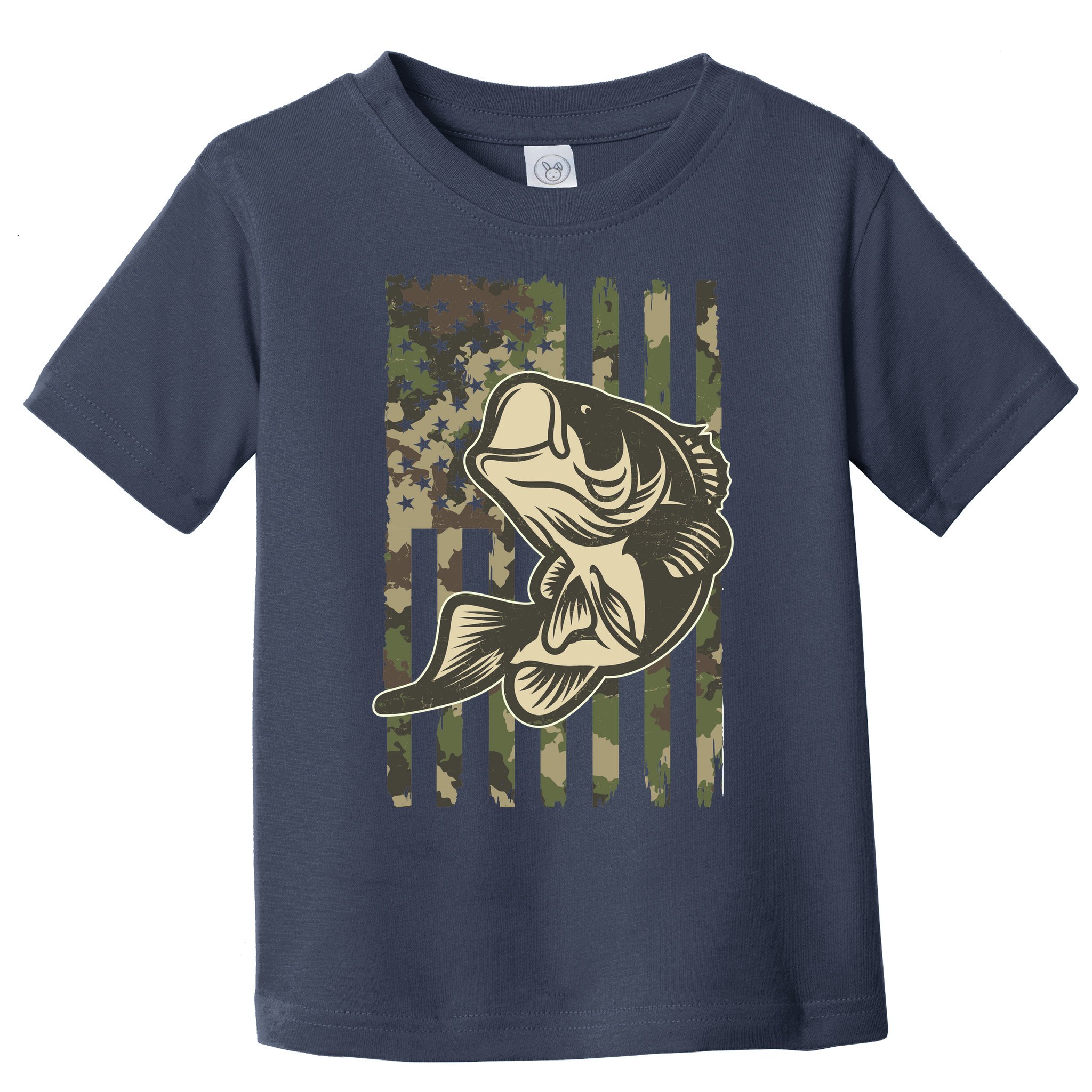 American US Camouflage Flag Bass Fishing Toddler T-Shirt