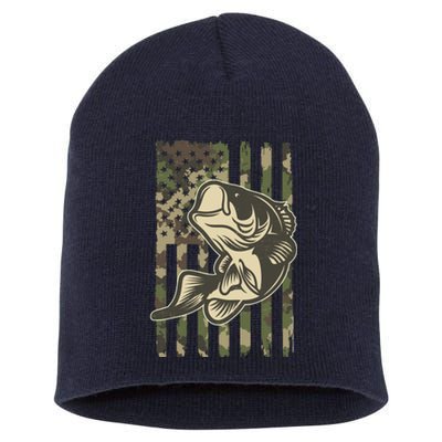 American US Camouflage Flag Bass Fishing Short Acrylic Beanie