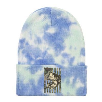 American US Camouflage Flag Bass Fishing Tie Dye 12in Knit Beanie