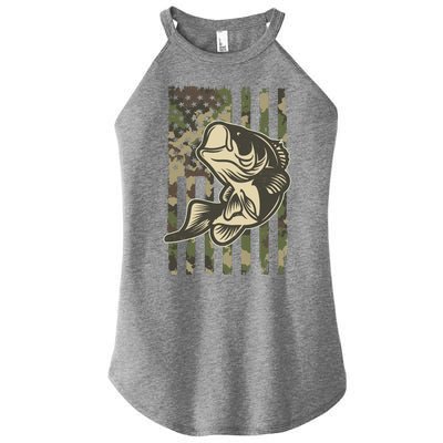 American US Camouflage Flag Bass Fishing Women's Perfect Tri Rocker Tank