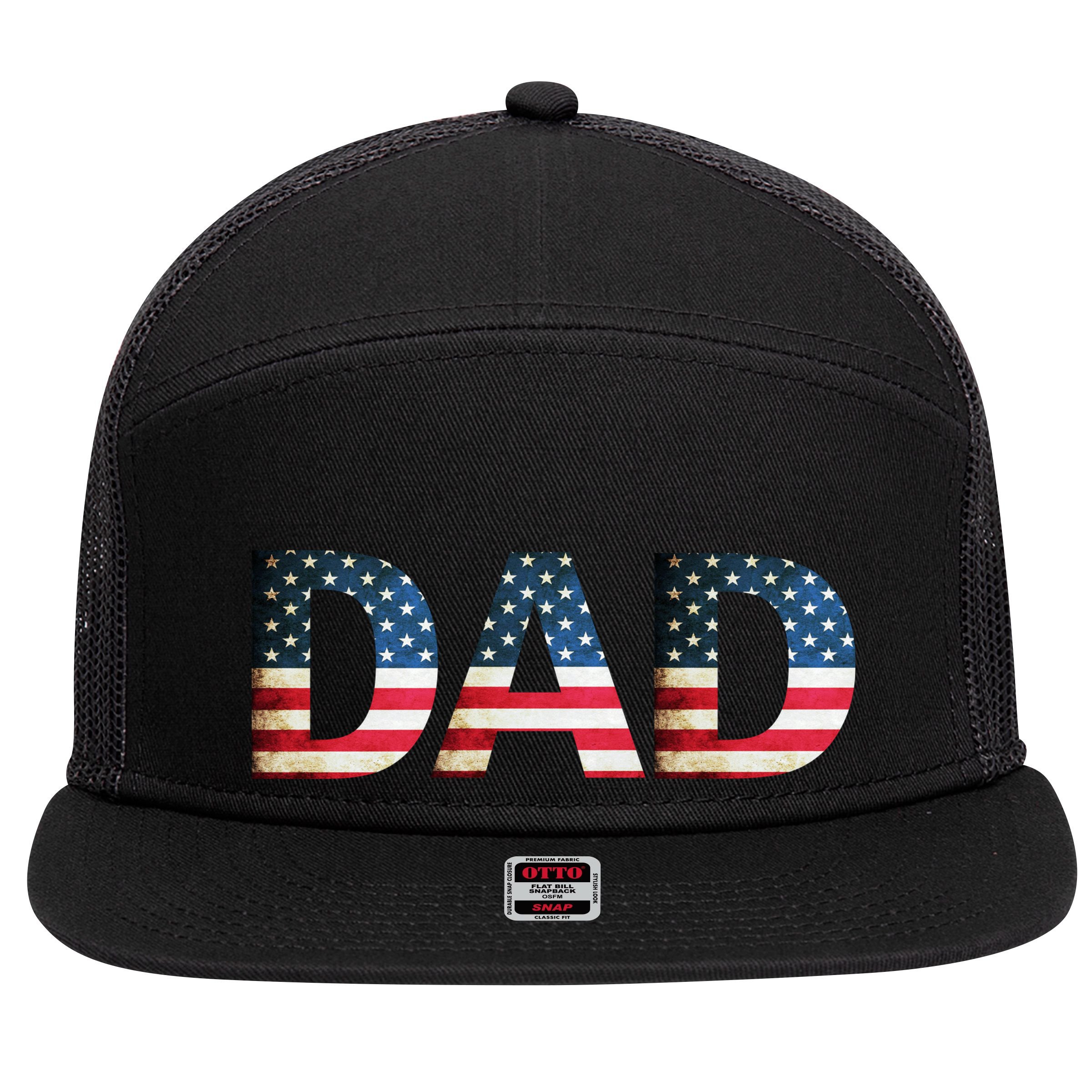American USA Dad 7 Panel Mesh Trucker Snapback Hat