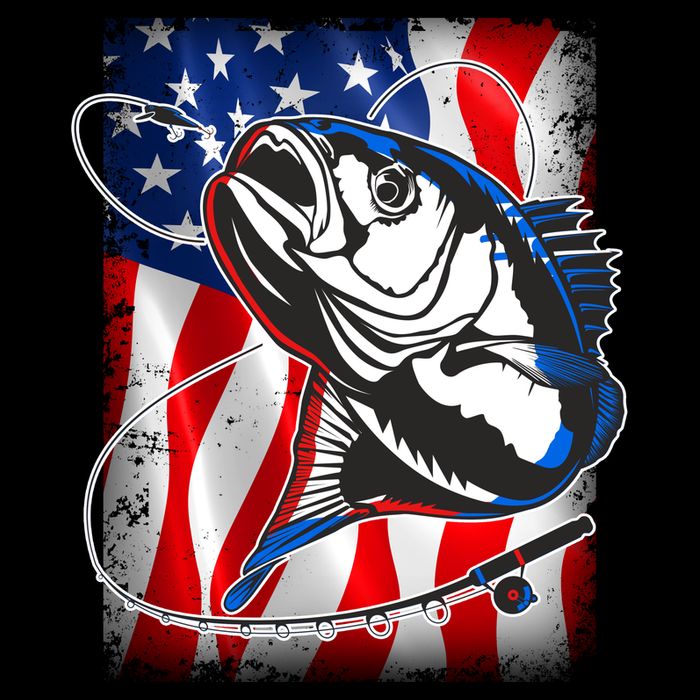 American USA Flag Bass Fishing Fan 16 in Basic Backpack