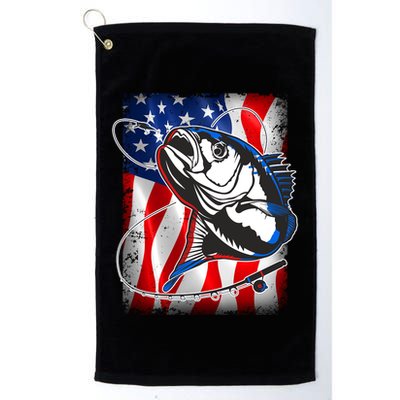 American USA Flag Bass Fishing Fan Golf Towel