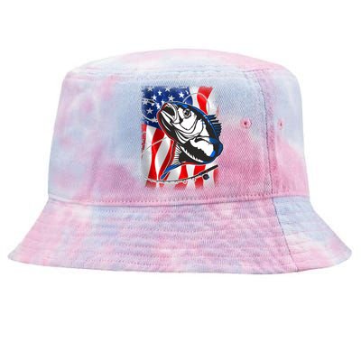 American USA Flag Bass Fishing Fan Tie-Dyed Bucket Hat