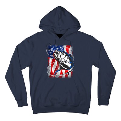 American USA Flag Bass Fishing Fan Hoodie