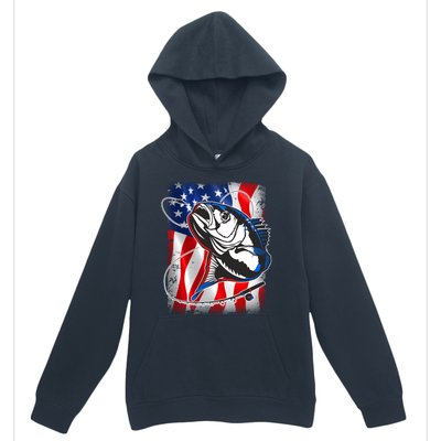 American USA Flag Bass Fishing Fan Urban Pullover Hoodie