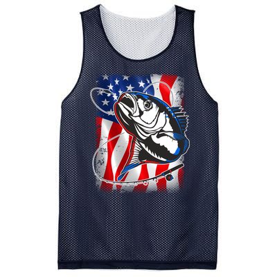 American USA Flag Bass Fishing Fan Mesh Reversible Basketball Jersey Tank