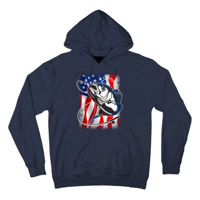 American USA Flag Bass Fishing Fan Tall Hoodie