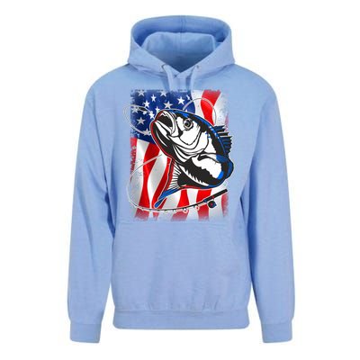 American USA Flag Bass Fishing Fan Unisex Surf Hoodie