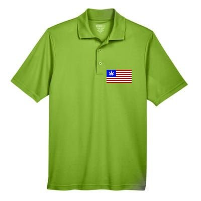 American USA Weed Flag Men's Origin Performance Piqué Polo