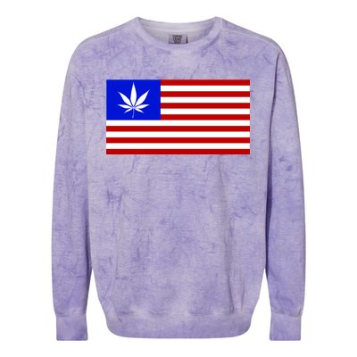 American USA Weed Flag Colorblast Crewneck Sweatshirt