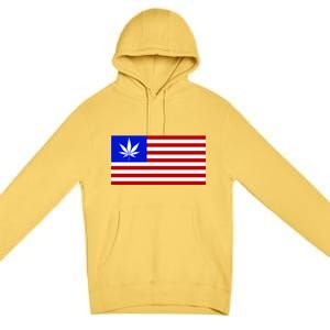 American USA Weed Flag Premium Pullover Hoodie