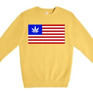 American USA Weed Flag Premium Crewneck Sweatshirt