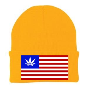 American USA Weed Flag Knit Cap Winter Beanie